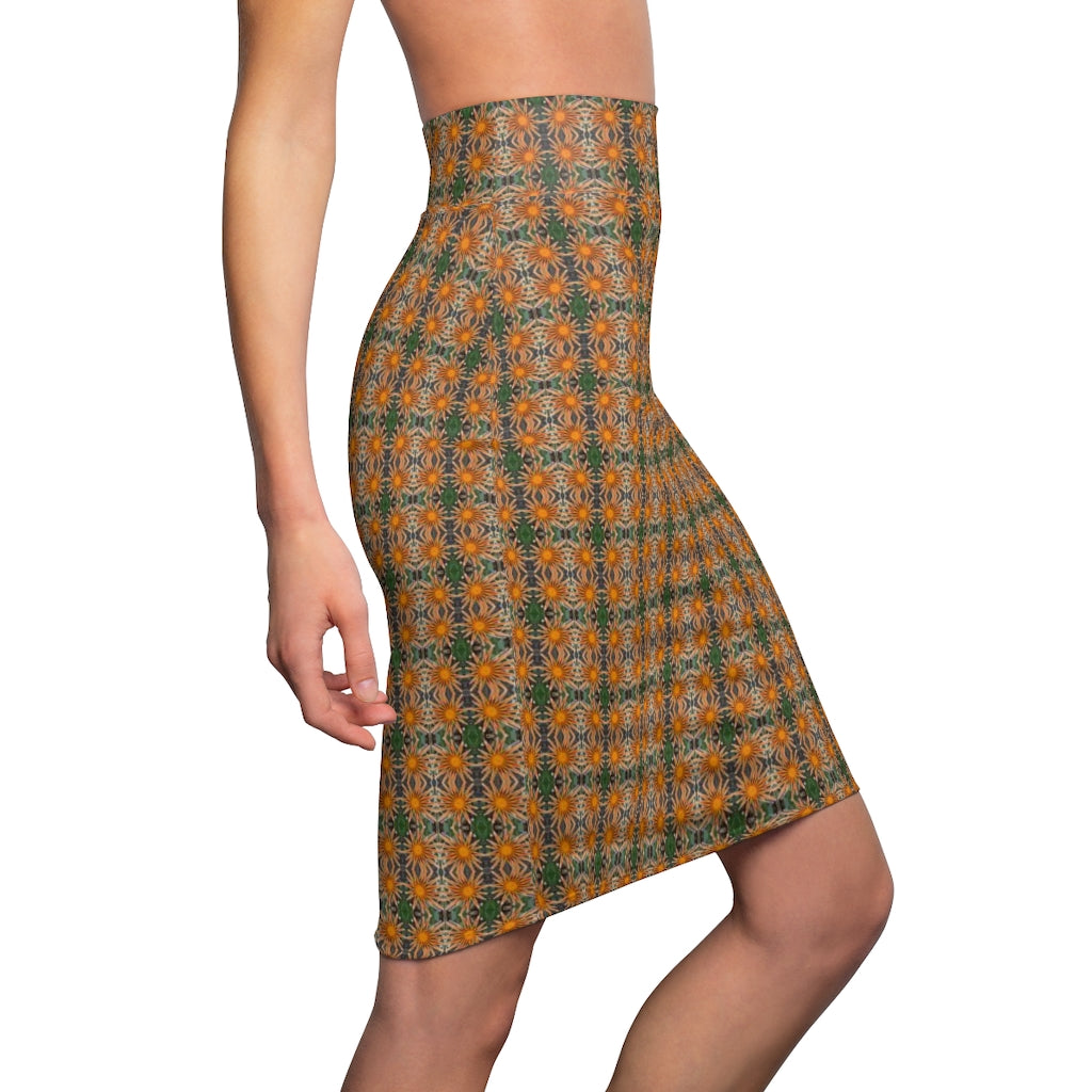 Women's Pencil Skirt (Floral Dots)