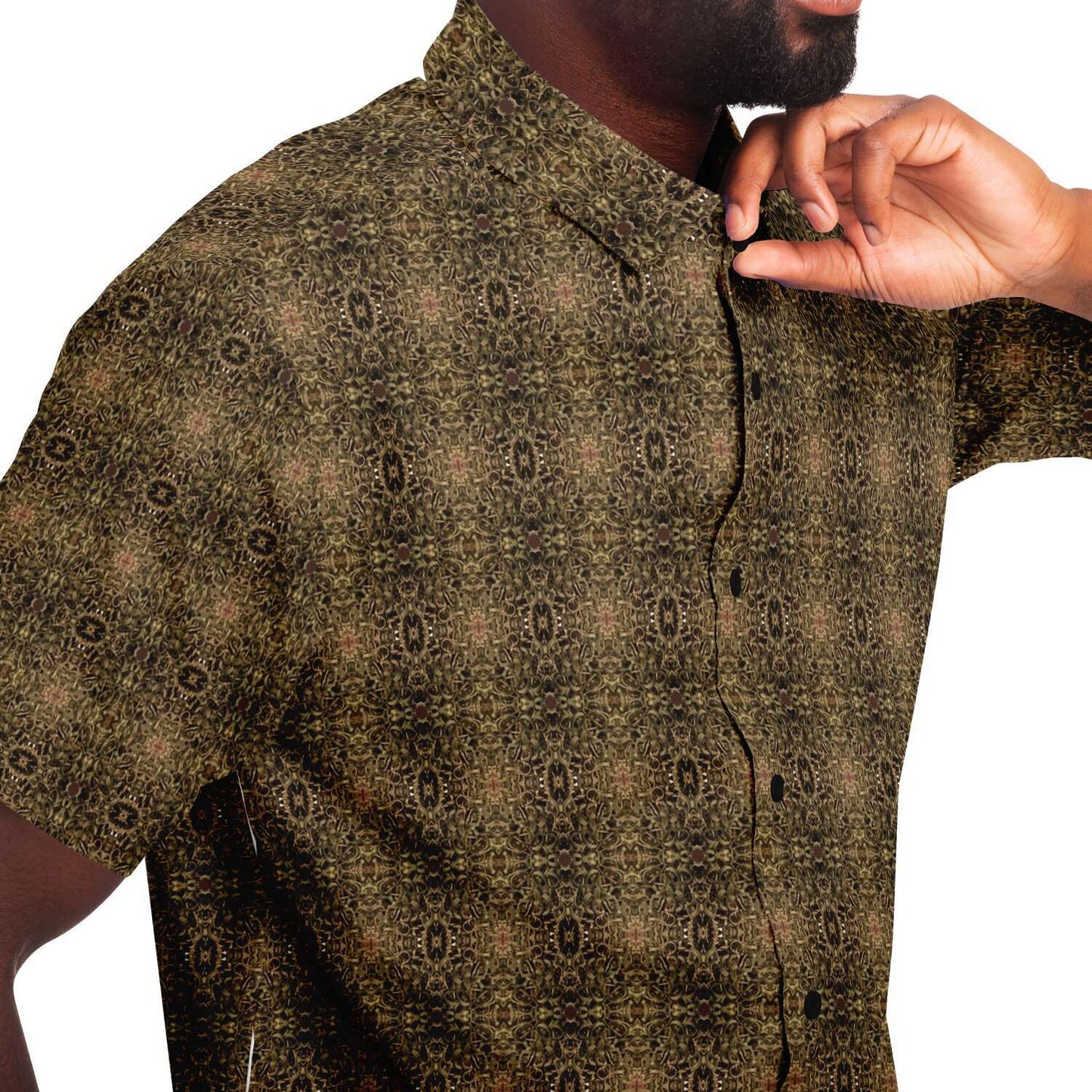 Short Sleeve Button Down Shirt (Olive Stix)