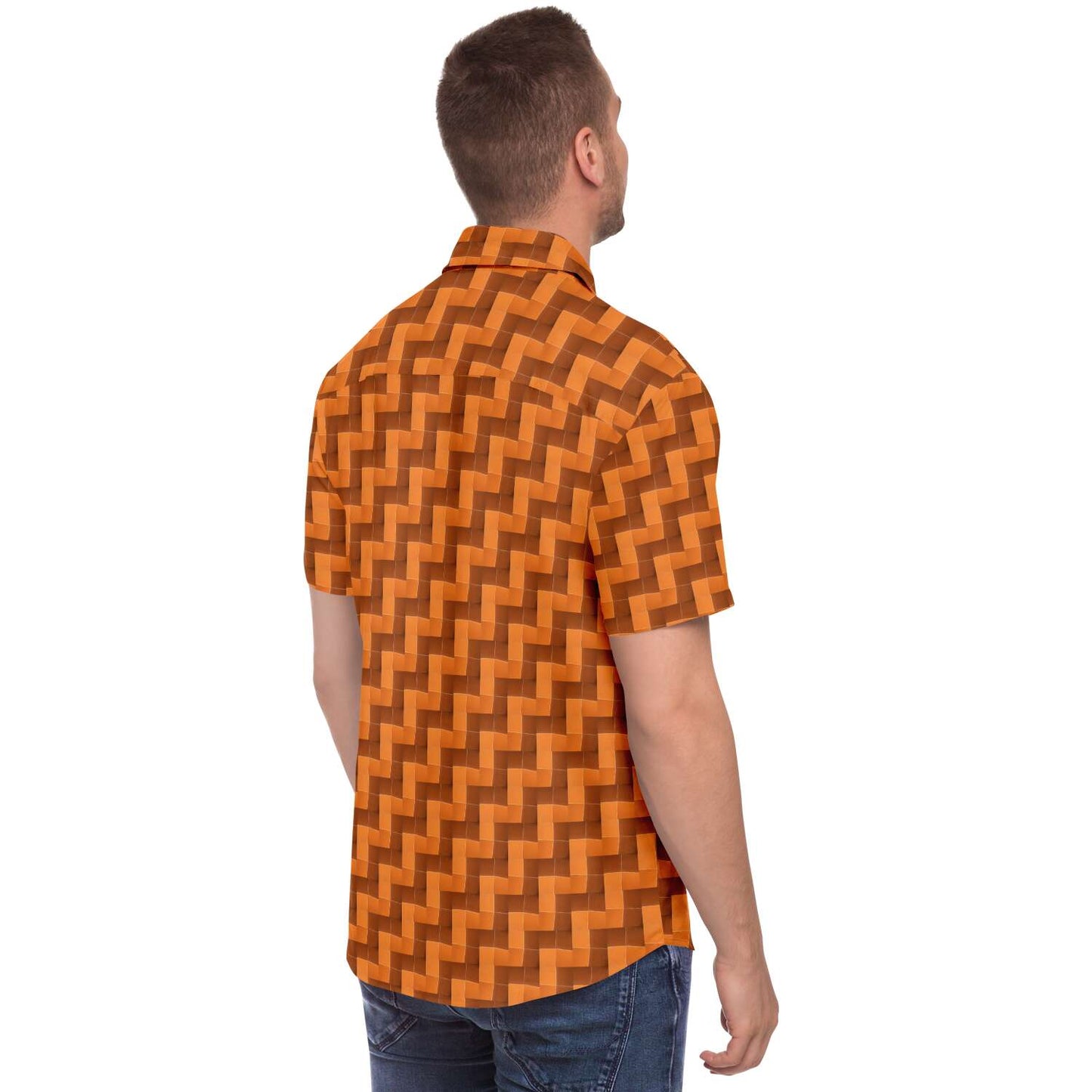 Short Sleeve Button Down Shirt (Burnt Orange Tiles)