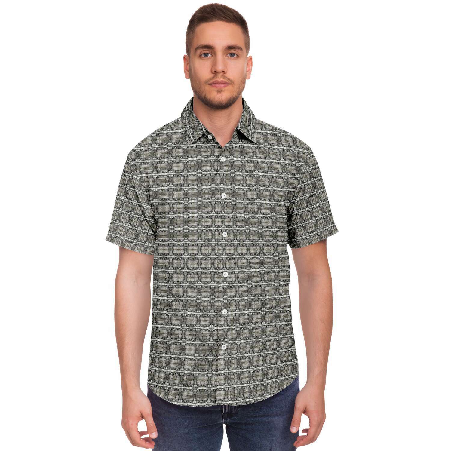 Short Sleeve Button Down Shirt (Wire Pattern 50)