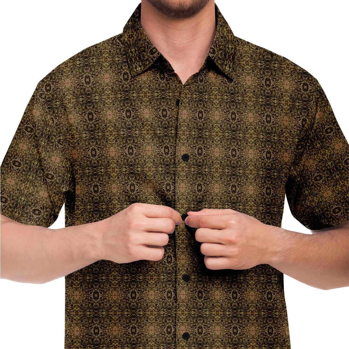 Short Sleeve Button Down Shirt (Olive Stix)