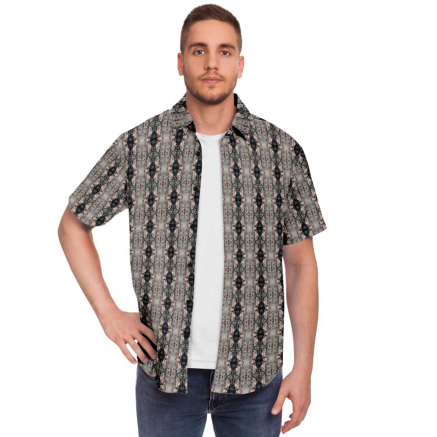 Short Sleeve Button Down Shirt (Stone Lace)