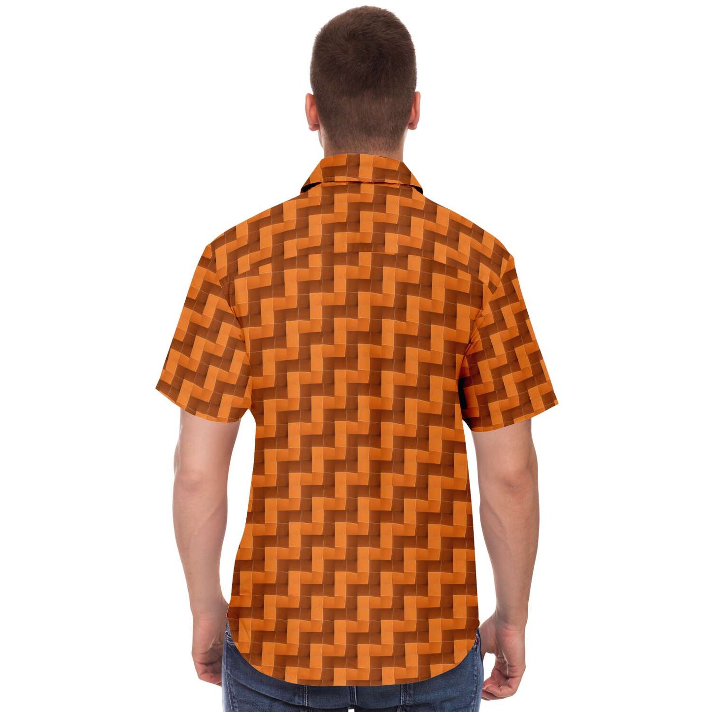 Short Sleeve Button Down Shirt (Burnt Orange Tiles)