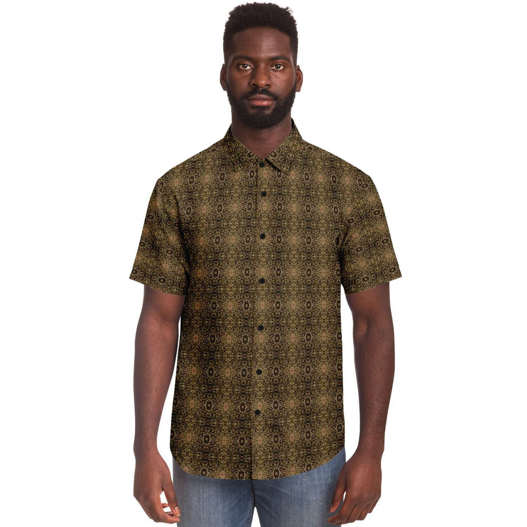 Short Sleeve Button Down Shirt (Olive Stix)