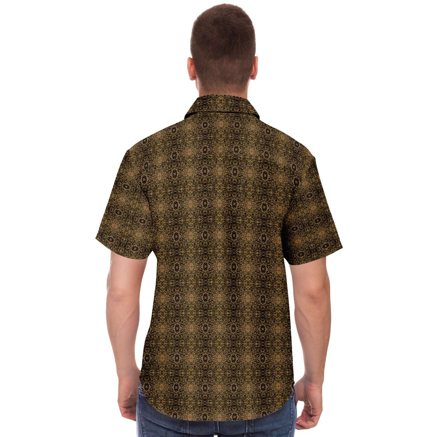 Short Sleeve Button Down Shirt (Olive Stix)