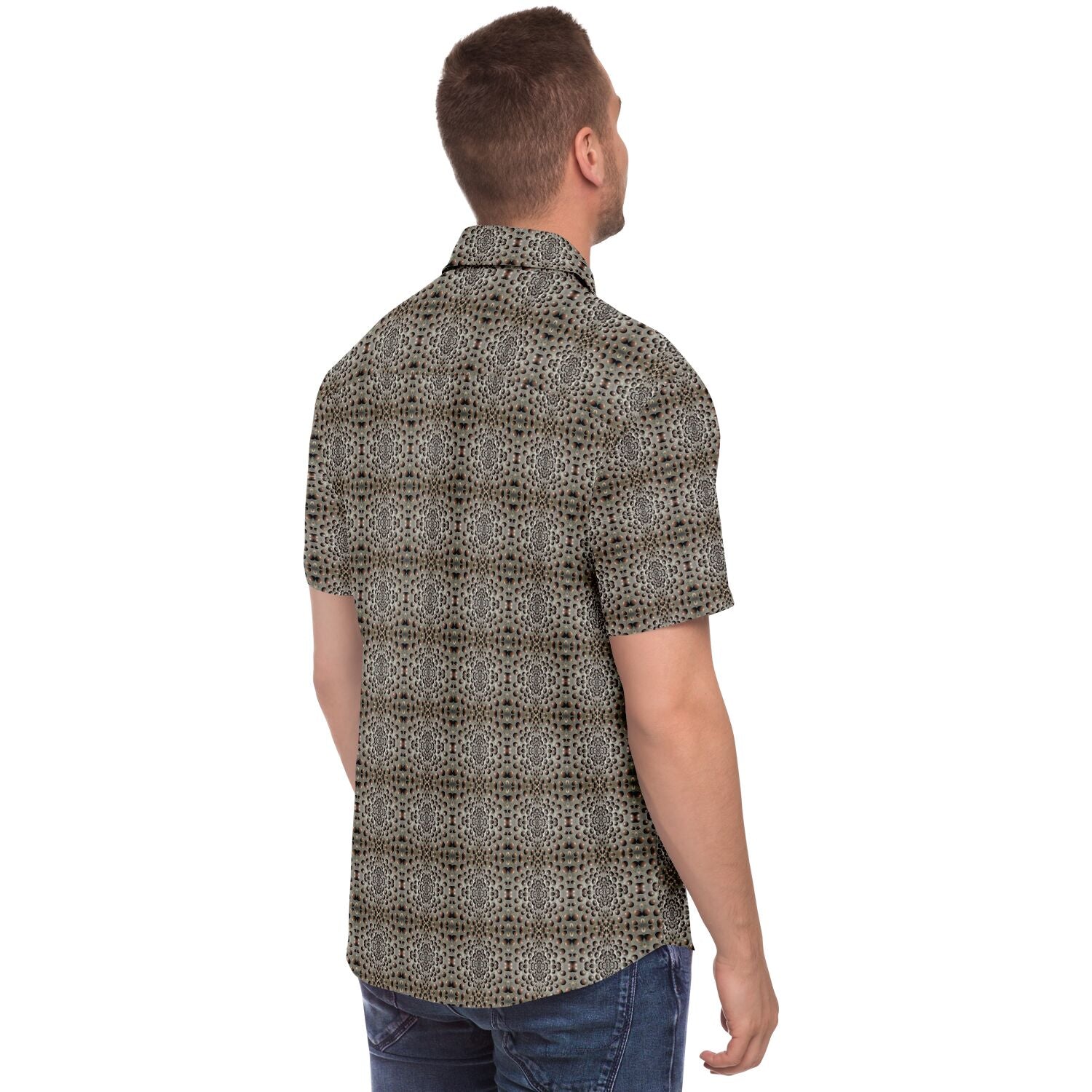 Short Sleeve Button Down Shirt (Snow Leopard)