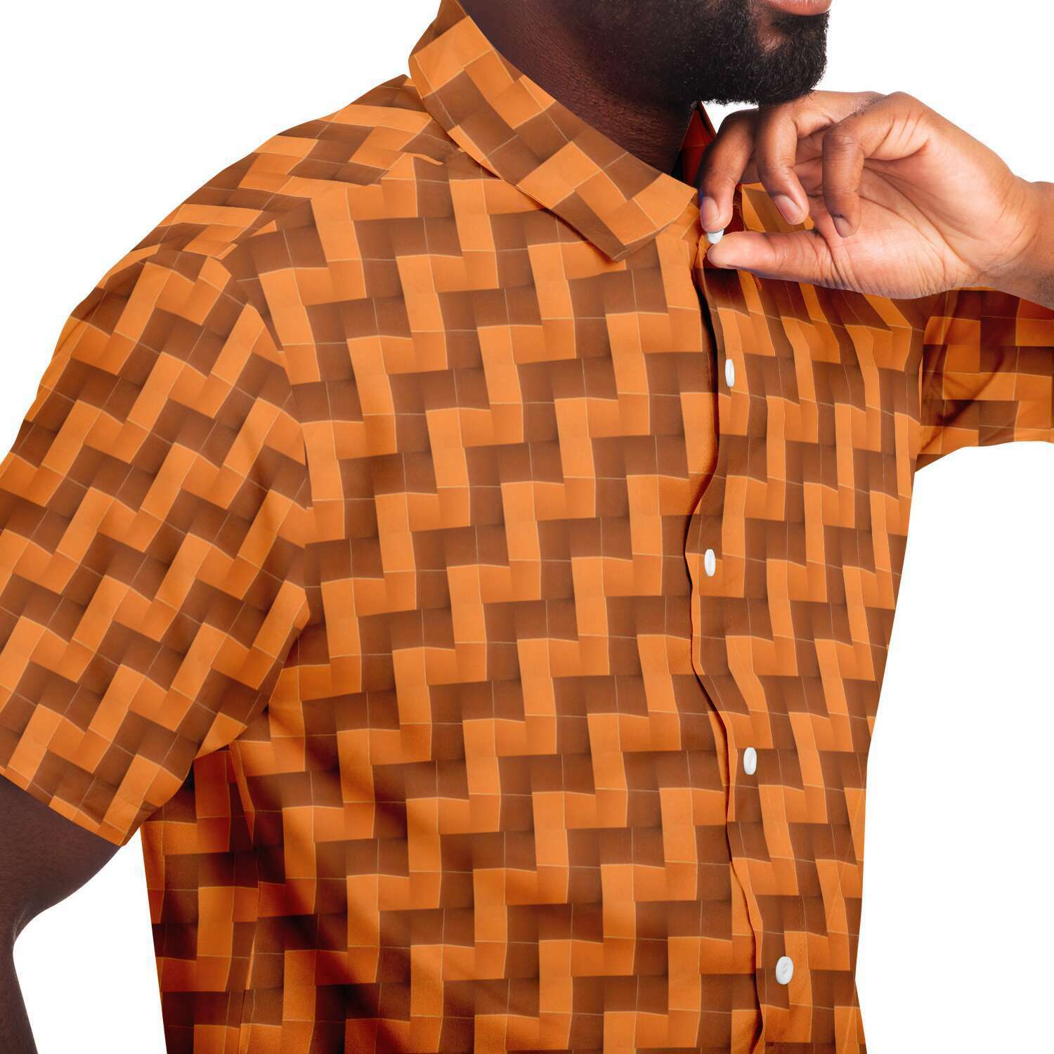 Short Sleeve Button Down Shirt (Burnt Orange Tiles)