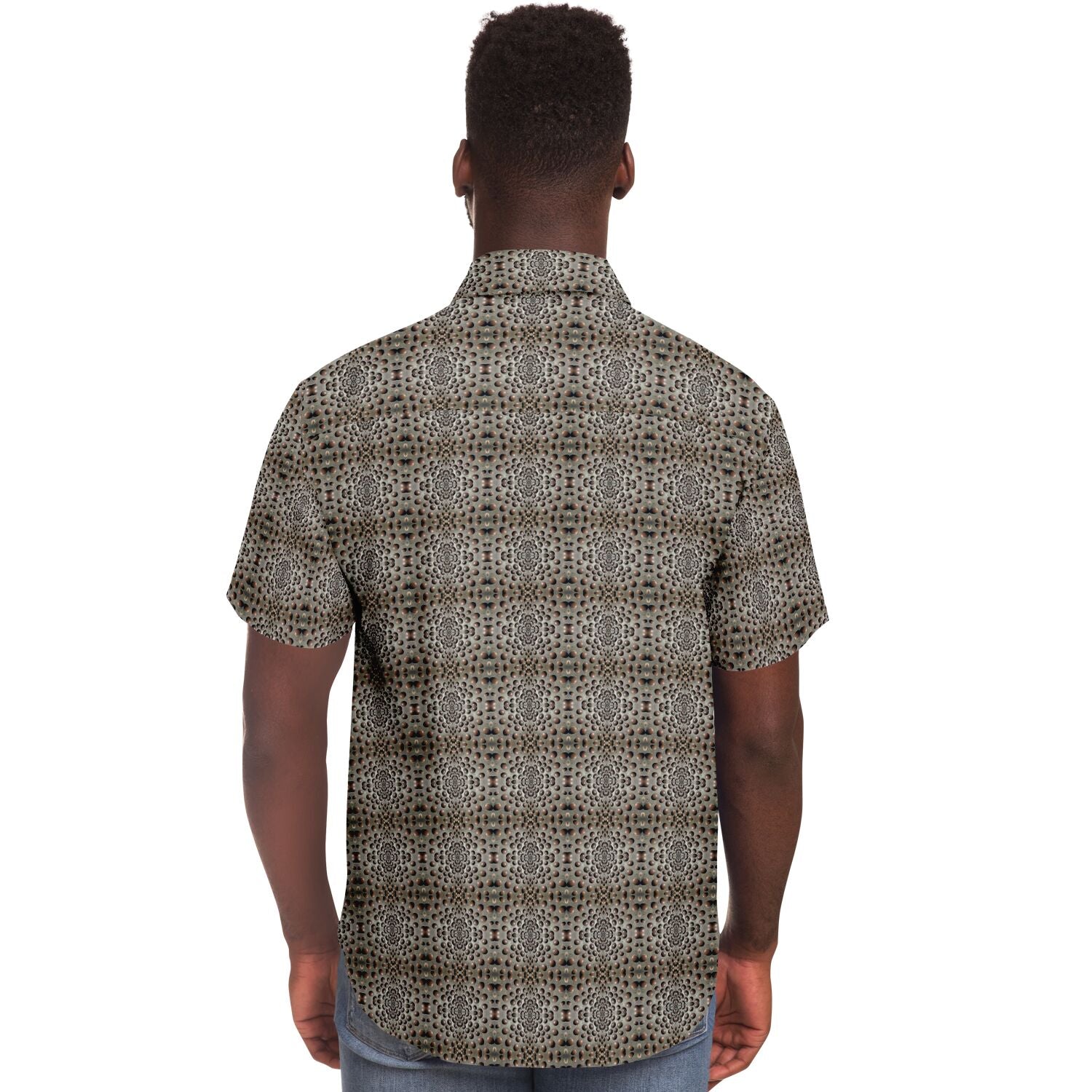 Short Sleeve Button Down Shirt (Snow Leopard)