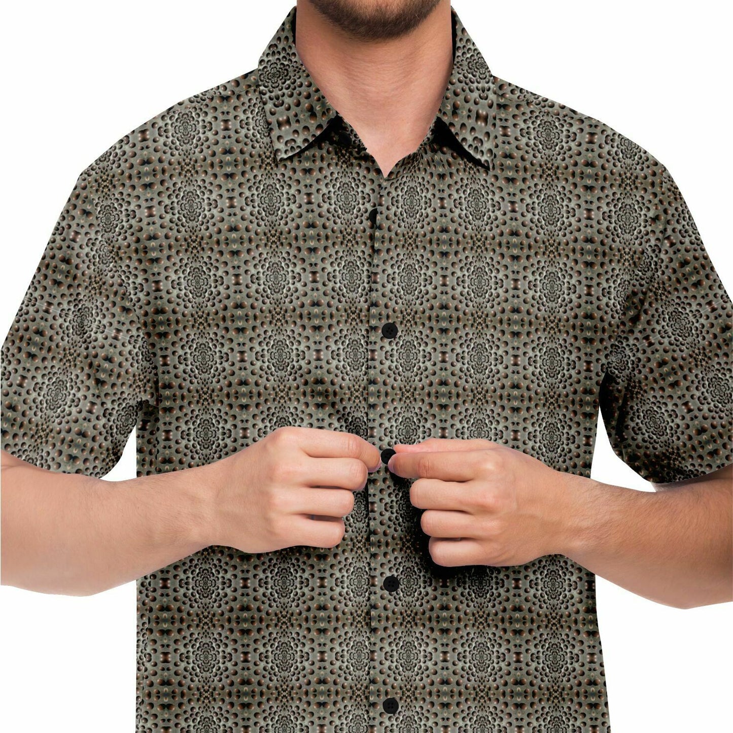 Short Sleeve Button Down Shirt (Snow Leopard)