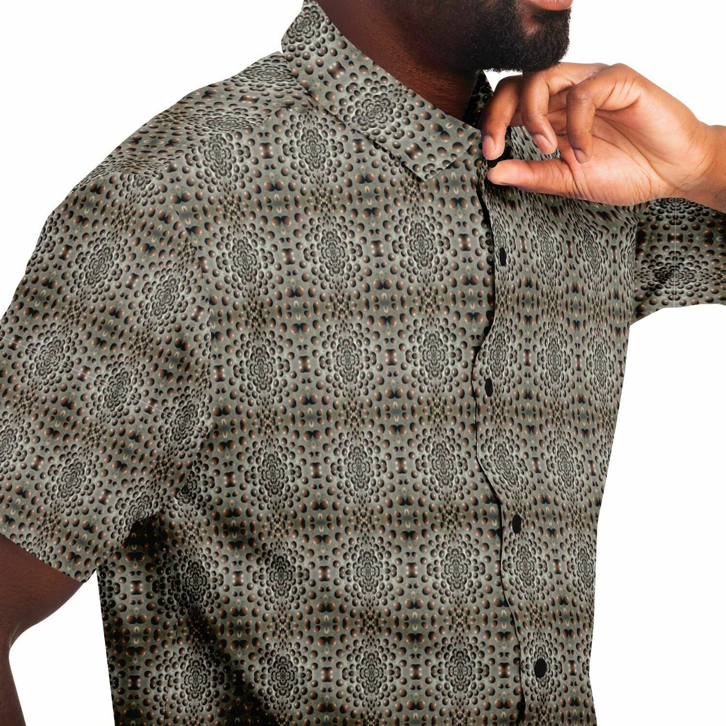 Short Sleeve Button Down Shirt (Snow Leopard)