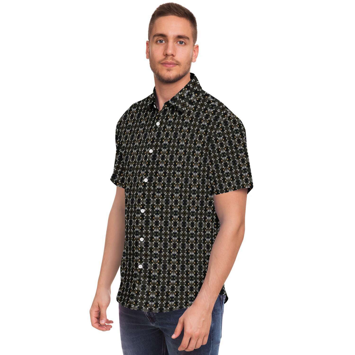 Short Sleeve Button Down Shirt (Jewel Cross)