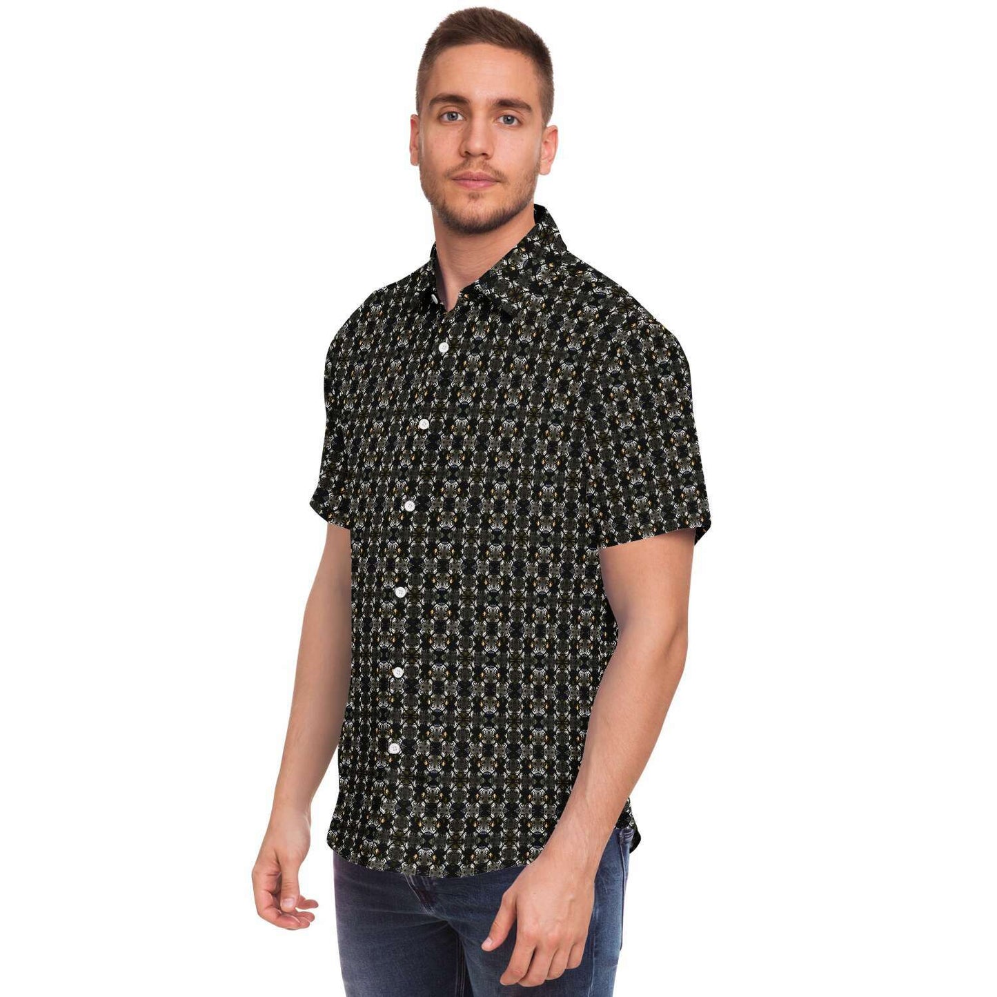 Short Sleeve Button Down Shirt (Jewel Cross)